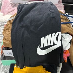 Nike Men's Black Athletic Shorts with White Logo